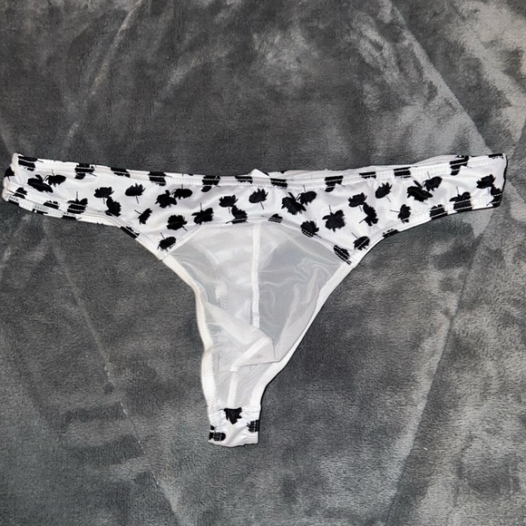 Sexy black and white pattern with see through crotch men’s thong Asian size XL - Picture 3 of 8